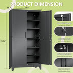 Black Kitchen Pantry Cabinets, 79 Metal Lockable Storage for Office - Image 2