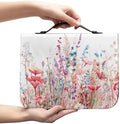 Pink Flower Bible Bags for Women Girls, PU Leather Bible Carrying Case Lightweight Bible Protective with Handle Bookmark Church Bag by Glomenade