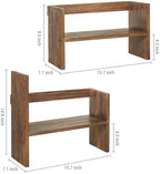 MyGift Adjustable Rustic Burnt Wood Desktop Shelf, Stackable Organizer - Image 3