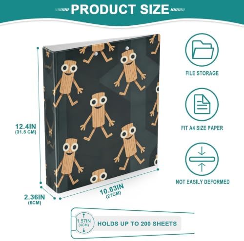 ALAZA Brainrot Tung Tung Tung Sahur (17) 3 Ring Binder 1.5 Inch Three Ring Office Binders w/clipboard & 3 Pockets, Hold 200 Sheets, 1 pc - Image 5