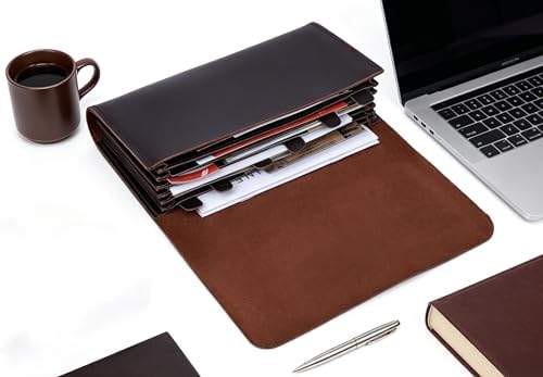Genuine Leather A6 Receipt Organizer, Leather Expanding Accordion File Folder, 7 Pockets Expanding Bill Receipt Holder for Receipts,Invoices,Coupons,Cards, 7.8X4.3 Inches - Image 5