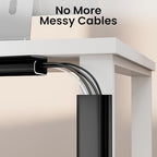 EVEO Cable Management Under Desk Kit (12 Units) - Under Desk Cable Management Cord Hider, Cable Hider Cord Management, Cable Organizer, Cord Organizer Tray - 192'' J Channel (12X16) - Black - Image 2