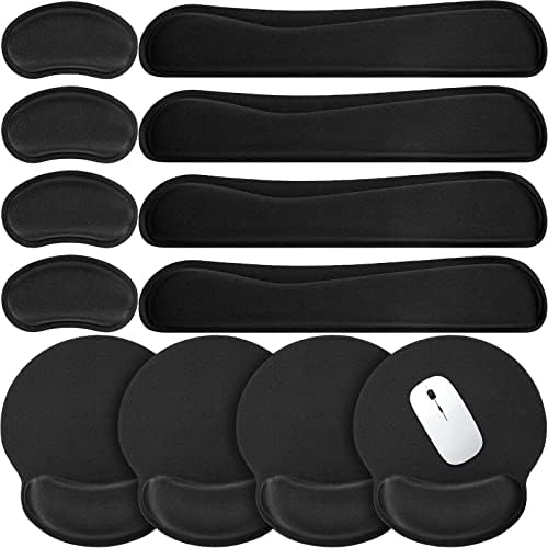 Yunsailing 12 Pcs Ergonomic Mouse Pad and Keyboard with Wrist Support Set Arm Rest Wrist Combo Gel Memory Foam Key Board Pad for Computer Laptop Gaming Office Typing Pain Relief by Yunsailing