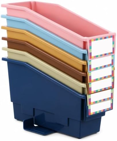 gisgfim 6 Pcs Non-Tip Book Bins with Stabilizer Wings (Boho) by gisgfim