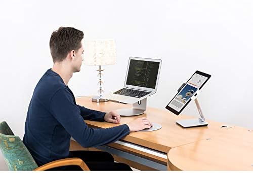 KABCON Tablet Stand Holder, Tightness Adjustable Multi-Angle Foldable Eye-Level Aluminum Solid Tablets Stands Dock for 4''-14''Tablets/Phone, iPad Series,Samsung Galaxy Tabs,Kindle Fire,Etc. - Image 5