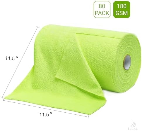 LIVOS Microfiber Cleaning Cloth Roll - 80 Pack, Reusable Paper Towels Green Tear Away, Microfiber Towels for Car, Super Absorbent Lint Free Cleaning Rags for House, Kitchen, Window-11.5"x11.5" - Image 4