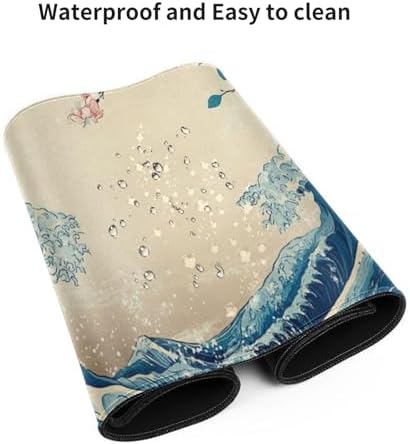 Cherry Blossom Japanese Wave XXL Gaming Mouse Pad 48"x24",Extended Desk Mat - Image 4