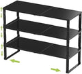 Jojocross Expandable Stackable Spice Rack Organizer for Kitchen Cabinet,Adjustable Counter Shelf, countertop, Pantry,Cupboard,Bathroom,Bedroom(3Packs/Black/Medium) by JOJOCROSSHIGHQUALITYLIFE