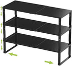 Jojocross Expandable Stackable Spice Rack Organizer for Kitchen Cabinet,Adjustable Counter Shelf, countertop, Pantry,Cupboard,Bathroom,Bedroom(3Packs/Black/Medium) by JOJOCROSSHIGHQUALITYLIFE
