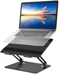 BoYata Laptop Stand, Adjustable Metal Desktop Riser, Up to 15 Inches, Black by Boyata