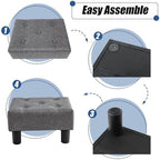 BRIAN & DANY Small Foot Stool, Linen Foot Stools with Legs, Stable Small Footstool for Living Room, Gray - Image 5