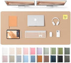 YSAGi Leather Desk Pad Protector, Office Desk Mat, Large Mouse Pad, Non-Slip PU Leather Desk Blotter, Laptop Desk Pad, Waterproof Desk Writing Pad for Office and Home (Latte,55" x 24") by YSAGi