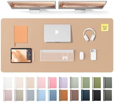 YSAGi Leather Desk Pad Protector, Office Desk Mat, Large Mouse Pad, Non-Slip PU Leather Desk Blotter, Laptop Desk Pad, Waterproof Desk Writing Pad for Office and Home (Latte,55" x 24") by YSAGi