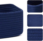 MiniArk Small Storage Baskets for Organizing | Closet Organizer Bins | Shelf Toy Basket | Woven Rope Baskets | Cube Decorative Box | Shallow Basket | 11.5x7.5x4.7” | 4 Packs Navy Blue - Image 2