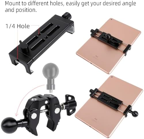 Aluminum Tablet Holder for Mic Stand, Side Mount for All iPad, 360 Rotatable With Super Clamp Compatible for iPad Pro 12.9, Air, Mini, Galaxy Tabs, 4.7-15" Tablets - Image 7