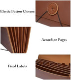 Genuine Leather A6 Receipt Organizer, Leather Expanding Accordion File Folder, 7 Pockets Expanding Bill Receipt Holder for Receipts,Invoices,Coupons,Cards, 7.8X4.3 Inches - Image 3
