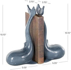 Deco 79 Metal Dolphin Decorative Bookends Non Skid Bookends with Raised Tails, Set of 2 Office Bookends5 W, 10" H, Blue - Image 5