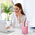Demissle Pink 7 Pcs Bling Desk Accessories Set Office Kit for Women - Image 4