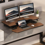 FLEXISPOT 36" Standing Desk Converter, Dual Monitor Desk Riser, Sit Stand Computer Workstation with Ergonomic Height Adjustment, Large Stand Up Desk Riser for Home Office, Walnut - Image 2