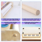 Table Top Paper Roll Dispenser with Paper 17.3inx82ft Wooden Tabletop Easel Art Paper Roll for Kids Craft Paper Holder with Pencil and Cups for Coloring Drawing - Image 3