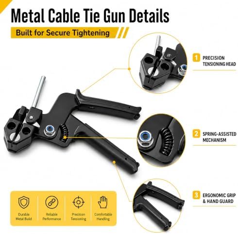 200 Pcs Metal Zip Ties Gun Kit, Heavy Duty Stainless Steel Zip Ties - Image 3