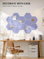 Fluxynara 12-Pack Hexagon Felt Bulletin Board Tiles, Lavender - Image 6