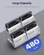 Uniclife 4 Pack Acrylic Business Card Holder for Desk 8 Slots Clear Business Card Display Stand for Men & Women Desktop Business Card Organizer Card Stand for Office Home Exhibition, 480 Card Capacity - Image 4