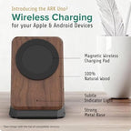ARK Uno² - Solid Wood Phone Stand Magnetic Wireless Charging Station w/Adapter & USB to USBC 15W Wireless Charger. Home, Office, Kitchen,Best Mens Gifts! - Image 3