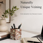 Natural Calacatta Red Marble Makeup Brush Holder, Pen Holder - Image 5