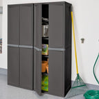 Sterilite 4 Shelf Cabinet, Lockable Utility Storage, Gray, 2-Pack - Image 2