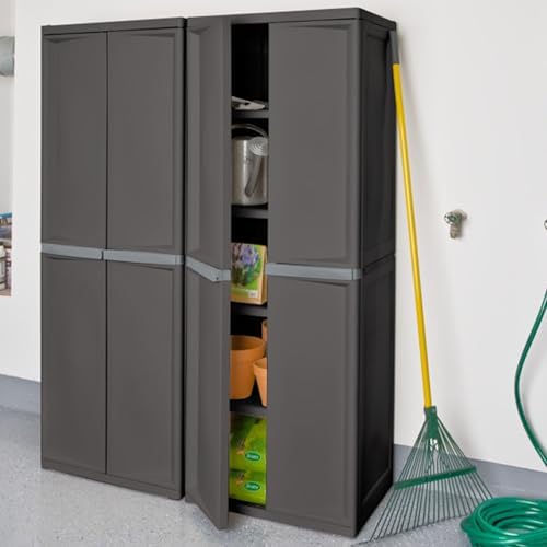 Sterilite 4 Shelf Cabinet, Lockable Utility Storage, Gray, 2-Pack - Image 2
