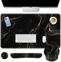 Britimes Keyboard Mouse Pad Set, 4 in 1 Desk Mat Set, Marble Black Gold by Britimes