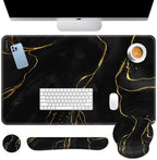 Britimes Keyboard Mouse Pad Set, 4 in 1 Desk Mat Set, Marble Black Gold by Britimes