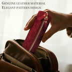 Gexmil Genuine Leather Pen Case, Hand-made Stationery Bag for Work Office - Image 3