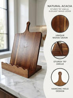 Acacia Wood Cookbook Stand, 15.7 x 11.8 in, Removable Serving Board - Image 5