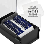 Acrimet Index Business Card Size File Holder Organizer Box Metal Base Heavy Duty (AZ Index Cards and Divider Included) (Black Color with Clear Crystal Plastic Lid Cover) - Image 2