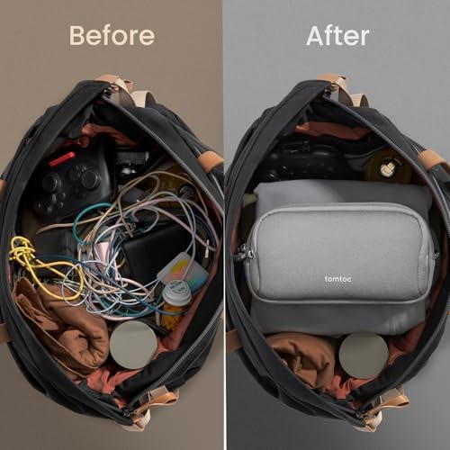 tomtoc Electronic Organizer Travel Case, Dual Compartment Tech Organization - Image 4