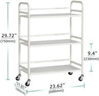 DCLRN 3 Tier Rolling Cart with Lockable Wheels Sturdy Construction,Solid Shelves,Recessed Screw Holes Ideal for Kitchen and Home Storage Size:23.6" Dx11.8 Wx29.5 H(White) - Image 3