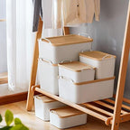 ANMINY White Plastic Storage Bins Baskets with Lids, 5-Pack, 2M+3S - Image 2