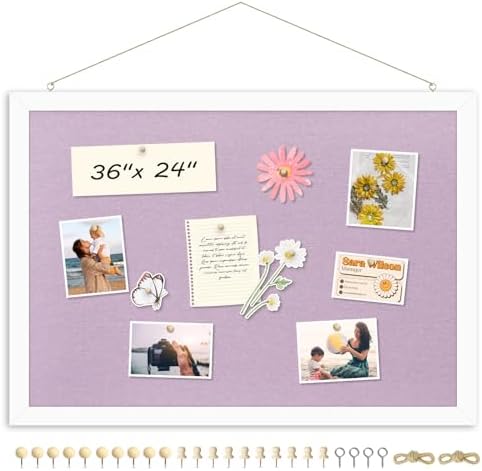 DOLLAR BOSS Double-Sided Bulletin Boards with Linen, 36"x24" Cork Board, Purple by DOLLARBOSS