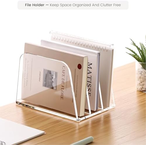 HeZone Desk File Organizer,3-Section Vertical File Folder Holder,Clear - Image 7