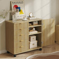 Bestier Office Storage Cabinet with 5 Drawer Adjustable Shelf, Oak by Bestier