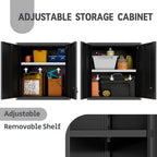 28" H Garage Storage Cabinet, Metal Garage Wall Cabinets with Doors and Shelves, Small Wall Mount Cabinet for Kitchen, Garage, Laundry Room, Pantry, Black - Image 4