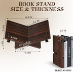 Walnut Wooden Cookbook Stand with Elastic Page Clips, 15.8" x 9.5" x 5.5" Large Recipe Book Holder for Kitchen Counter, Hands Free Display Stand for Cooking - Image 6