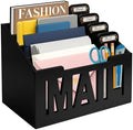 Mail Organizer Countertop, Desktop Mail Sorter with 4 Slots & Labels, Black by ADDFITHOUSE