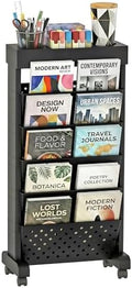 6-Tier Rolling Bookshelf Magazine Rack with Wheels Black by yeavs