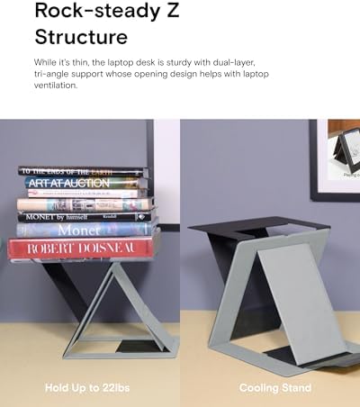 MOFT Folding Laptop Stand Lap Desk, Portable & Mini Computer Stand Laptop Desk for Travel and Home Office, Ergonomic Design with Adjustable Viewing Angles, Lightweight Computer Cooling Riser, Black - Image 4