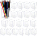 20 Pack Clear Acrylic Pen Holders, Bulk Pencil Cup Desk Organizers by CDIVEFTN