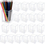 20 Pack Clear Acrylic Pen Holders, Bulk Pencil Cup Desk Organizers by CDIVEFTN