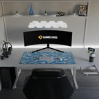 Gamer Boss - Gaming Mouse Pad - 48 x 24 Inches - 4mm Thick with Stitched Edges, Non-Slip Rubber Base, Premium Cloth Mousepad, Desk Mat for Laptop, Keyboard, Computer & PC (Mega, Blue Squiggle) - Image 3